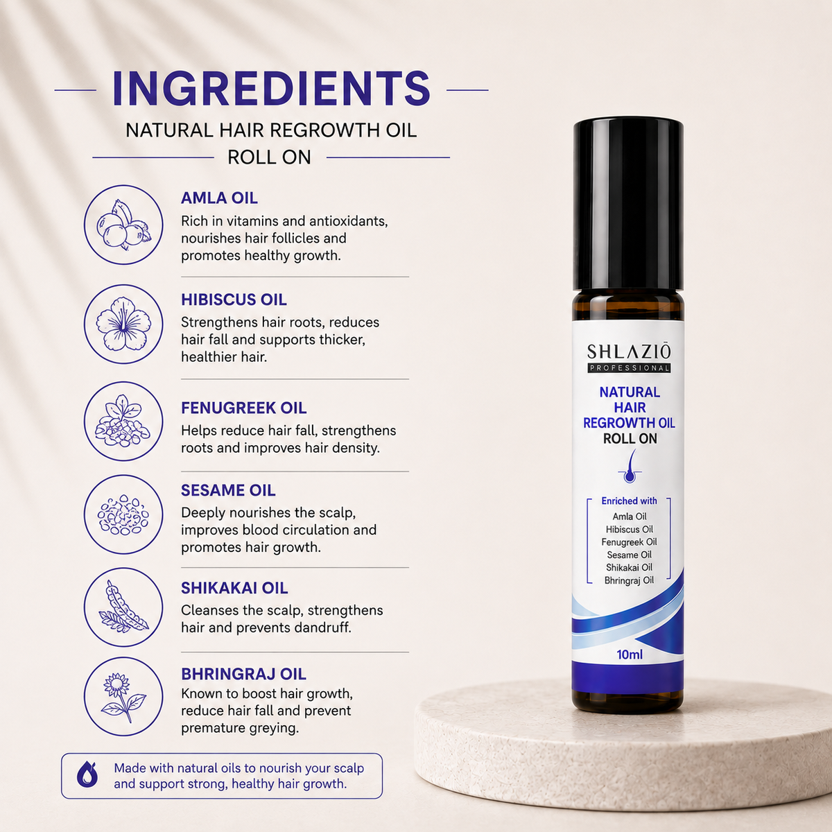 Natural Hair Regrowth Oil 10 ML RS 65 (PACK OF THREE) Rs195/-
