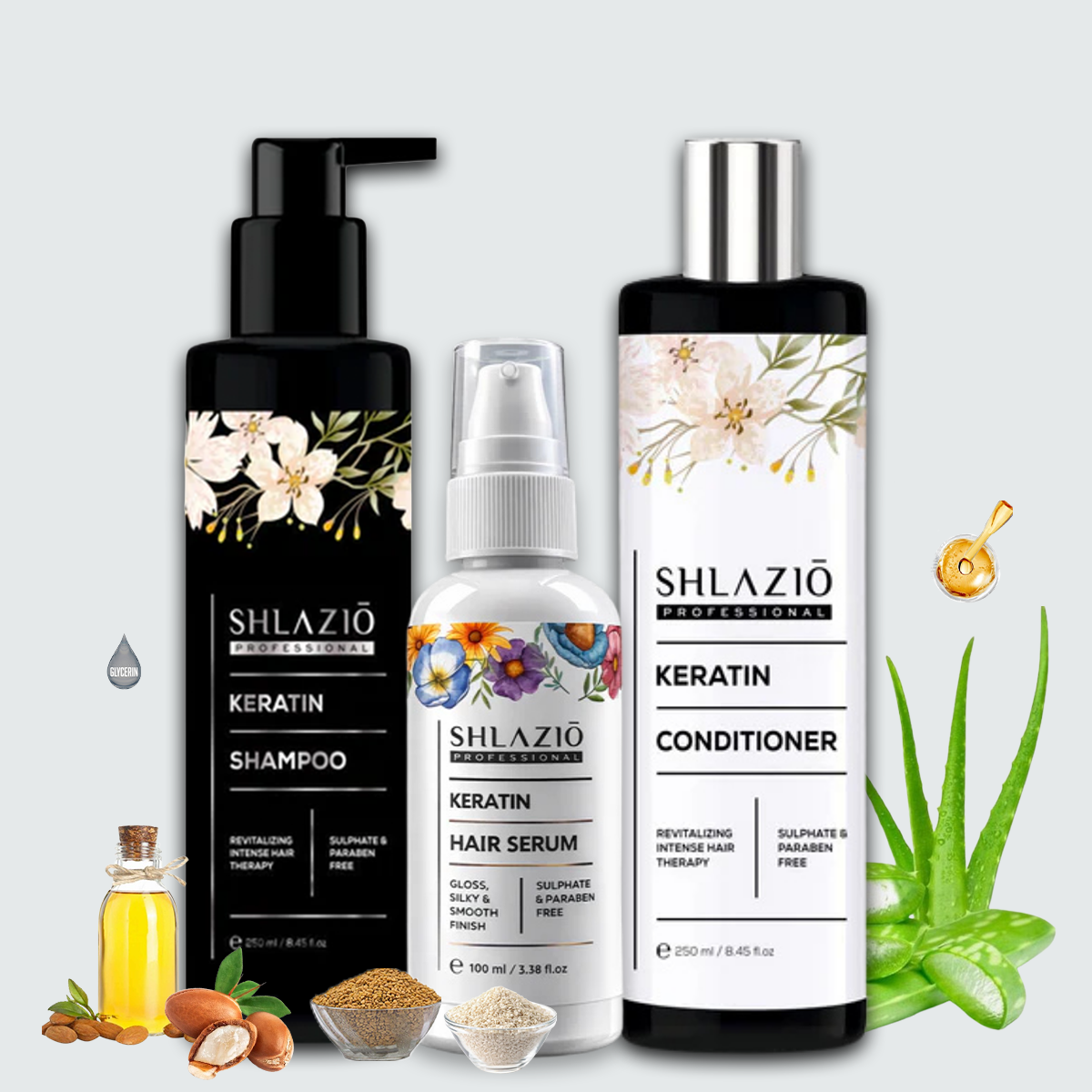 Keratin Shampoo, Conditioner & Serum Combo