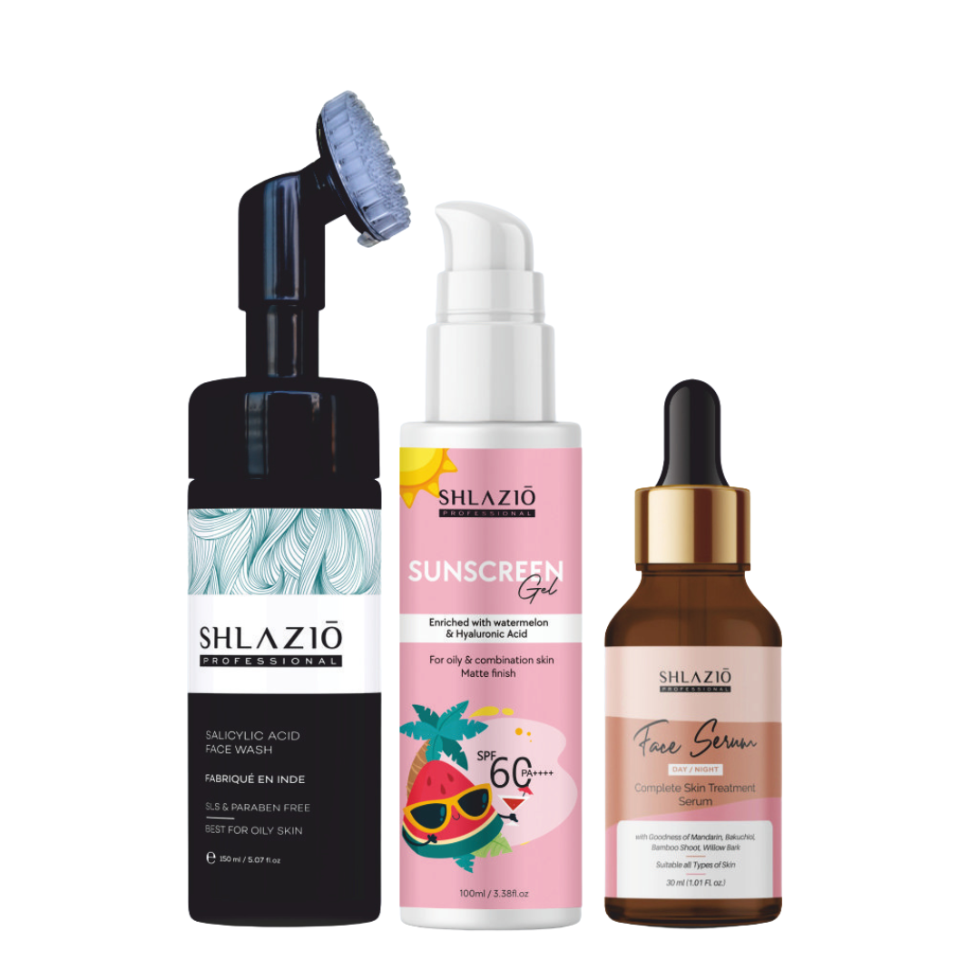 Salicylic Acid Facewash, Sunscreen & Day Night face Serum Combo | 250ml+ 100ml + 30ml