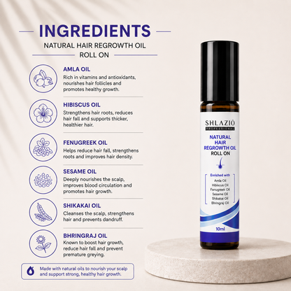 Natural Hair Regrowth Oil 10  ML RS 65 (PACK OF THREE) Rs195/-