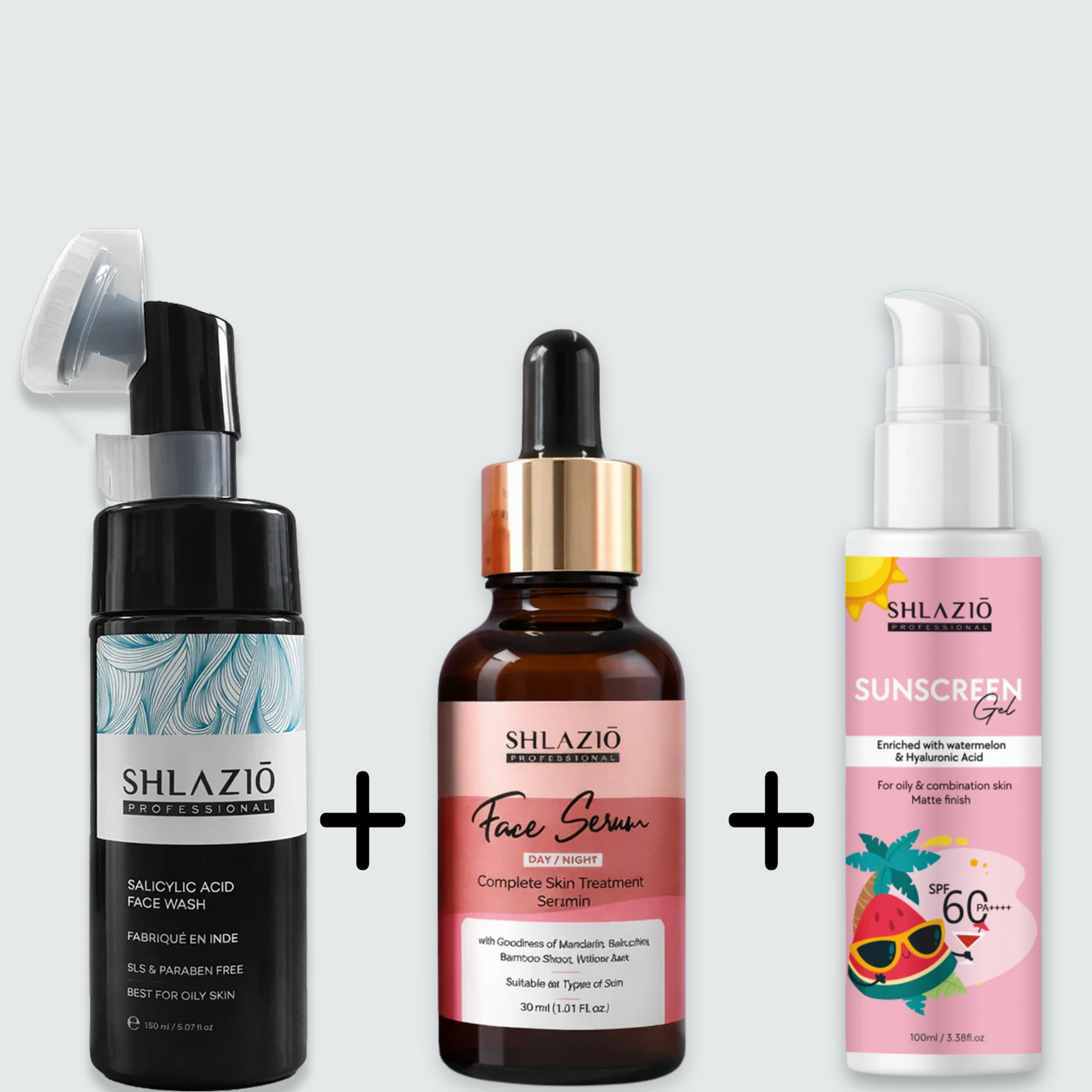 Salicylic Acid Facewash, Sunscreen & Day Night face Serum Combo | 250ml+ 100ml + 30ml