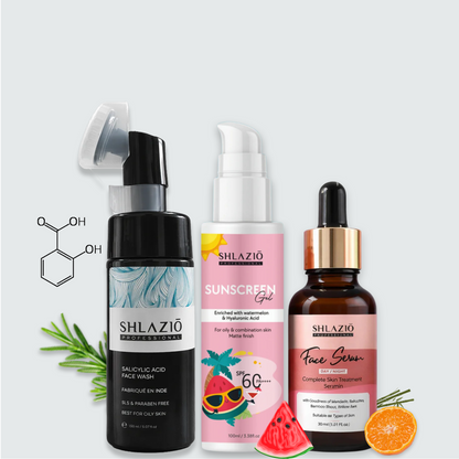 Salicylic Acid Facewash, Sunscreen & Day Night face Serum Combo | 250ml+ 100ml + 30ml