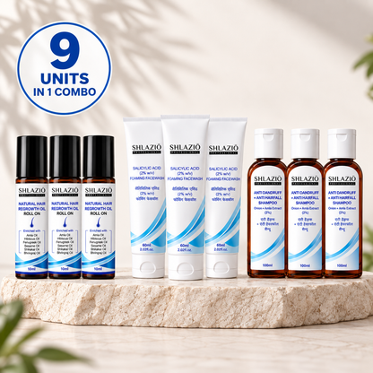 Shlazio 9-Unit Hair & Skin Care Combo | Complete Care for Hair, Scalp & Skin