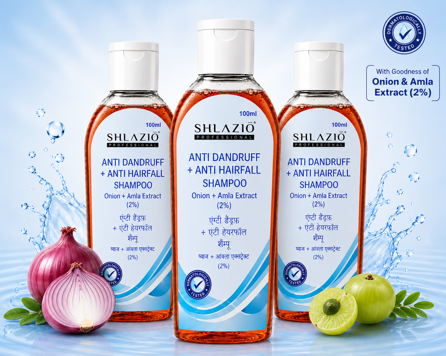 Shlazio Professional Anti Dandruff + Anti Hairfall Shampoo– Pack of 3| ₹65 Per Unit | Free Delivery