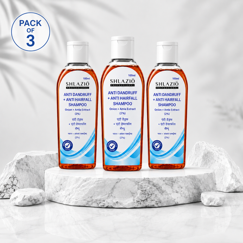 Shlazio Professional Anti Dandruff + Anti Hairfall Shampoo– Pack of 3| ₹65 Per Unit | Free Delivery