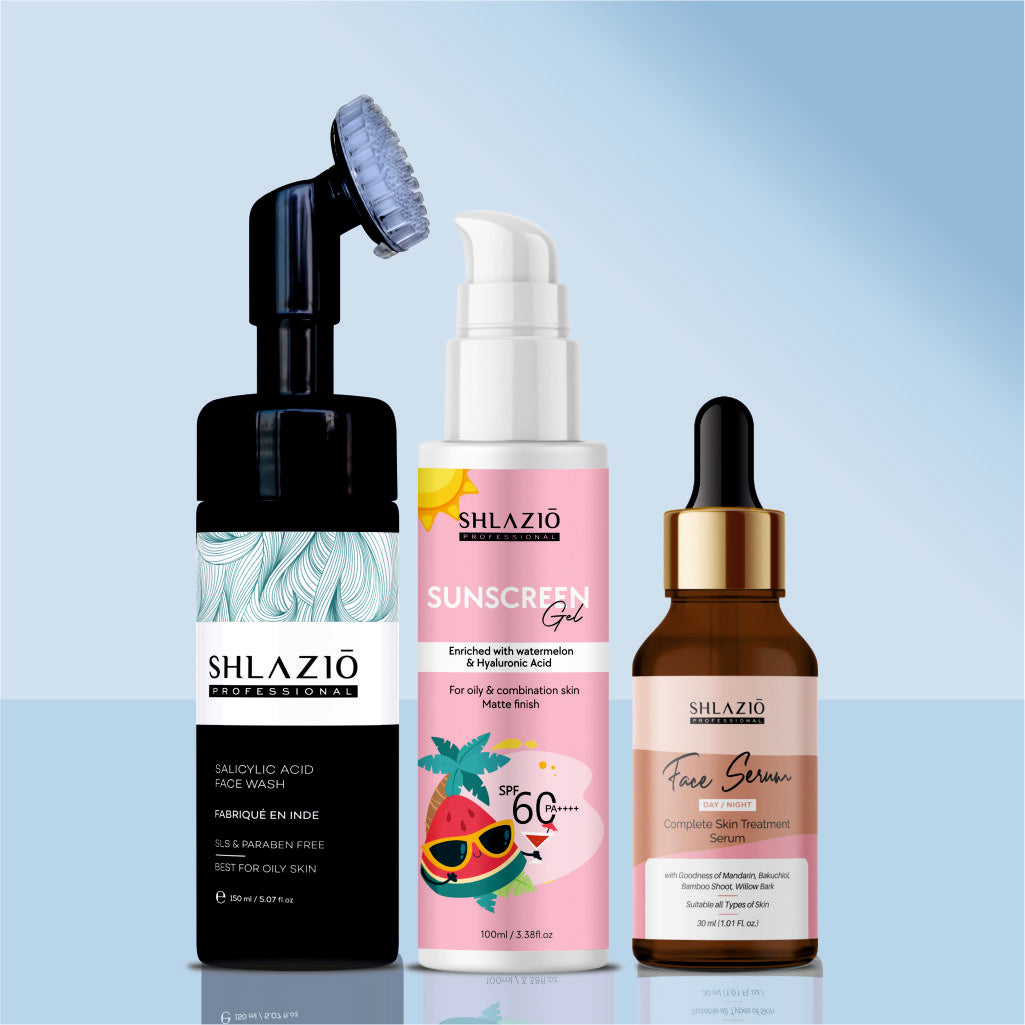 Salicylic Acid Facewash, Sunscreen & Day Night face Serum Combo