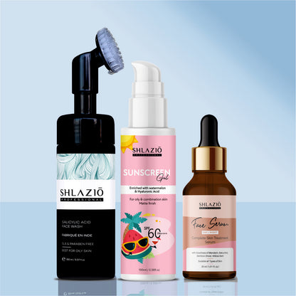 Salicylic Acid Facewash, Sunscreen & Day Night face Serum Combo