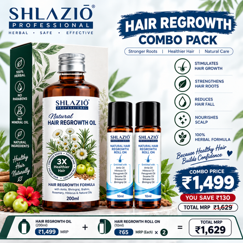 Natural Hair Regrowth Oil 200 ML + 10 ML + 10 ML Roll On | Limited  Offer