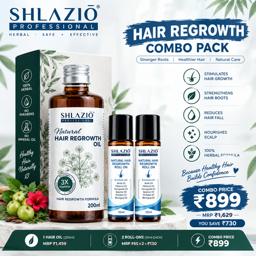 Natural Hair Regrowth Oil 200 ML + 10 ML + 10 ML Roll On | Limited  Offer